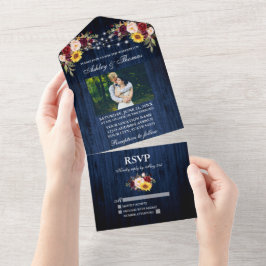 Foto das Luzes Florais de Madeira Azul de Casament
