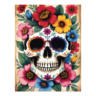 Foto Day of the Dead Floral Skull