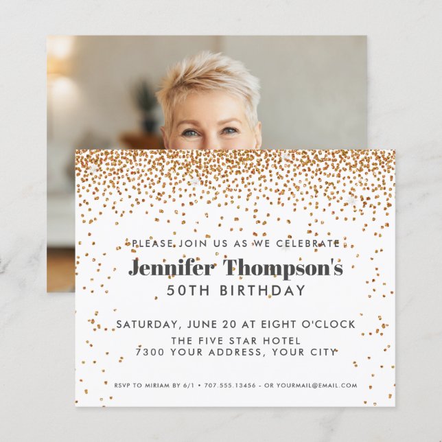 Foto de 50 de aniversário do moderno Dourado Confe (Frente/Verso)