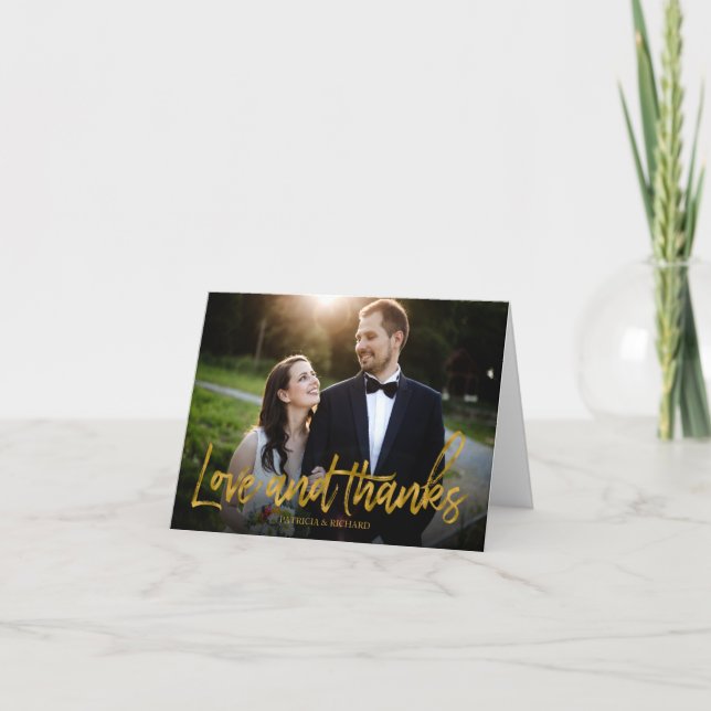Foto de Agradecimento de Casamento em Folha Dourad (Frente)