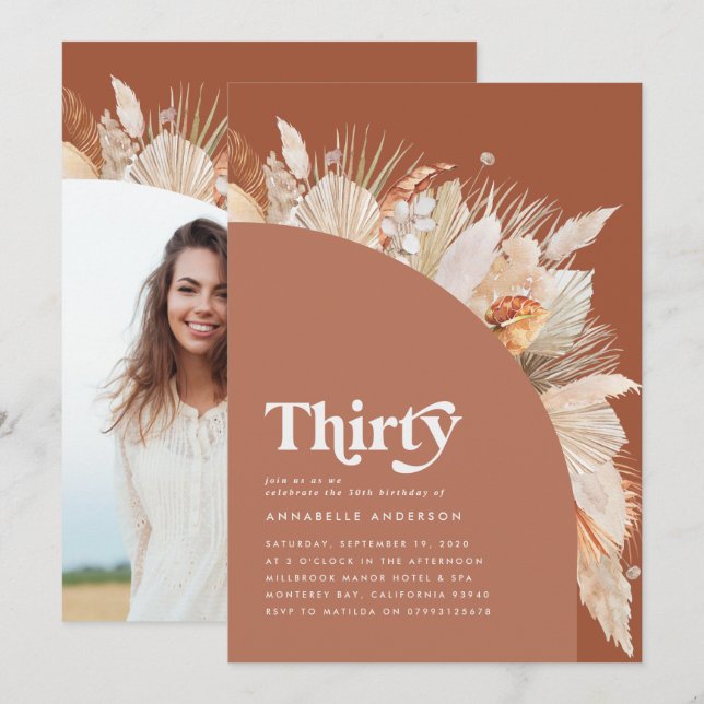 Foto de aniversário de 30 anos de erva-pampas mode (Frente/Verso)