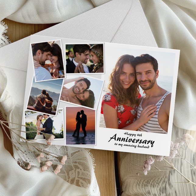 Foto de aniversário de casamento | Cartão de Colag (Capture cherished moments and heartfelt love in one beautiful card.)