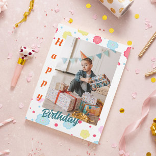 Foto de aniversário floral do Pastel Cartão de Ani