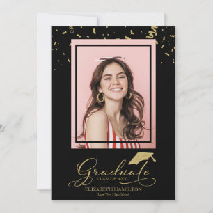 Foto de Anúncio de Graduação com Confetes Dourados