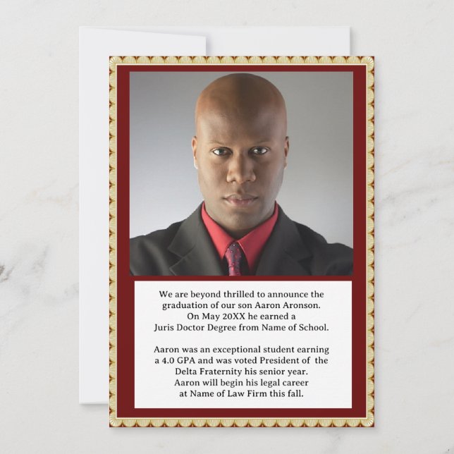 Foto de Anúncio de Graduação Maroon e Dourado (Verso)