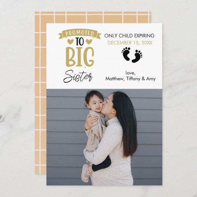 Foto de anúncio de gravidez | Irmã Maior (Frente/Verso)