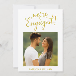Foto de Anúncio de Noivado Gold We're Engaged