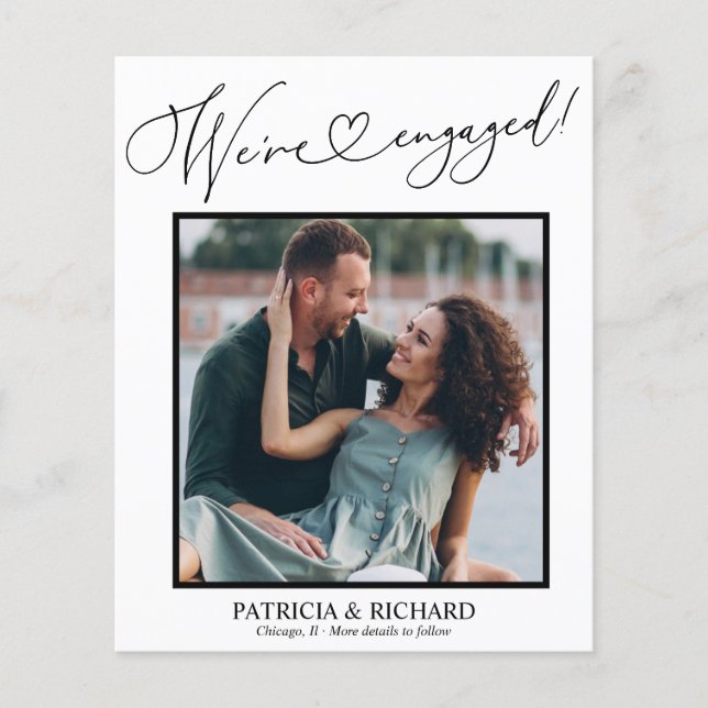 Foto de Anúncio de Noivado We're Engaged Fofa (Frente)