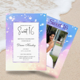 Foto de aquarela pastel suave Sweet 16 Convite