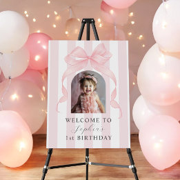Foto de Arco de Aniversário com Laço Rosa Fofo