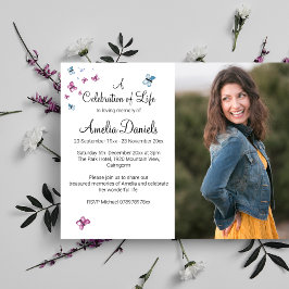 Foto De Borboleta Azul Cor-De-Rosa No Cartão De Me