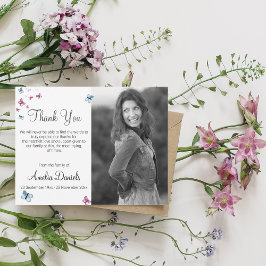 Foto de borboleta azul rosa no Cartões de agradeci