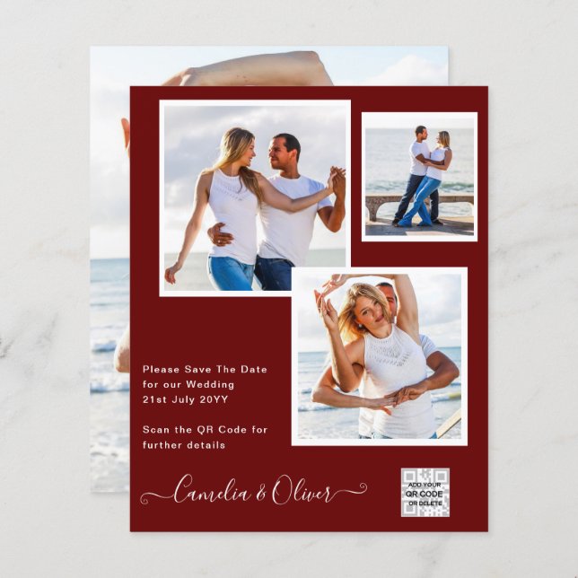 Foto de BUDGET Casamento Convite Salvar Data QR Có (Frente/Verso)