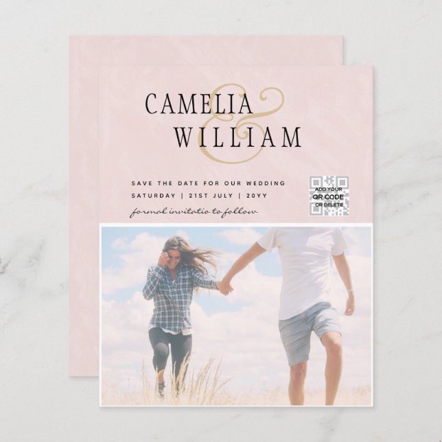 Foto de BUDGET Casamento Convite Salvar Data QR Có (Frente/Verso)