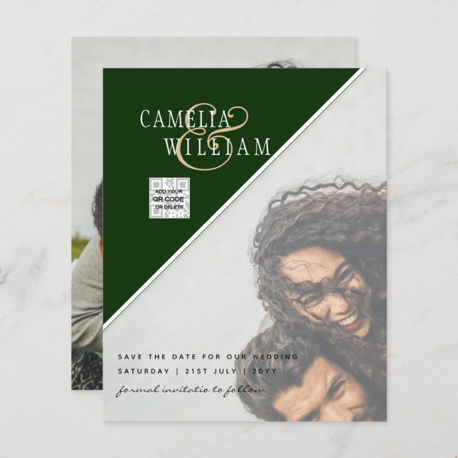 Foto de BUDGET Casamento Convite Salvar Data QR Có (Frente/Verso)