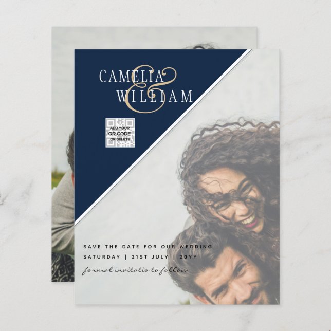 Foto de BUDGET Casamento Convite Salvar Data QR Có (Frente/Verso)