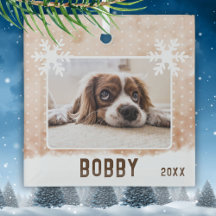 Foto de Cão Nome de Pet Snowflake Watercolor Natal