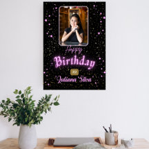 foto de cartão preto feliz aniversário