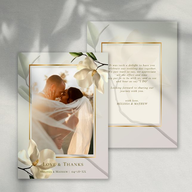 Foto de Cartões de agradecimentos de Casamento da  (Photo Oriental Magnolia Wedding Thank You Card)
