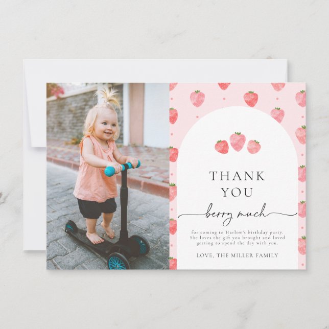 Foto de Cartões de agradecimentos de morango (Frente)