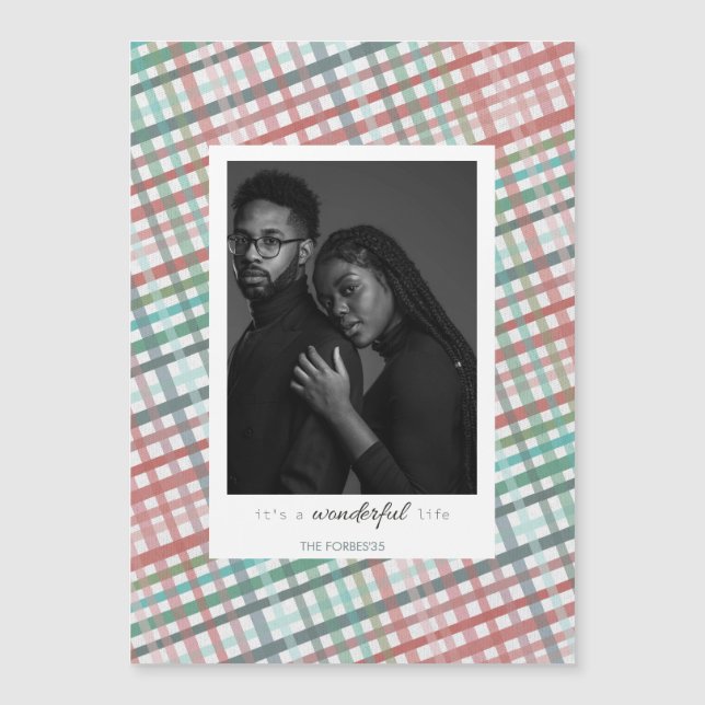 Foto de casal em estampa xadrez pastel (Frente)