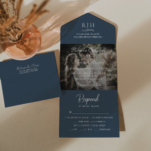 Foto de Casamento Azul do Marinho Moderno RSVP M
