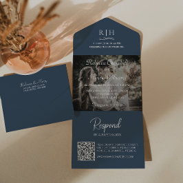 Foto de Casamento Azul do marinho | Monograma QR C