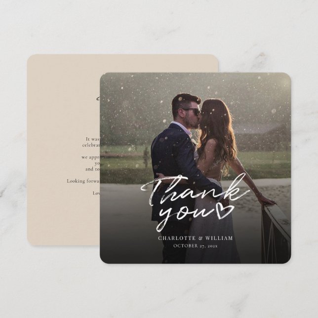 Foto de casamento com agradecimento manuscrito ele (Frente/Verso)