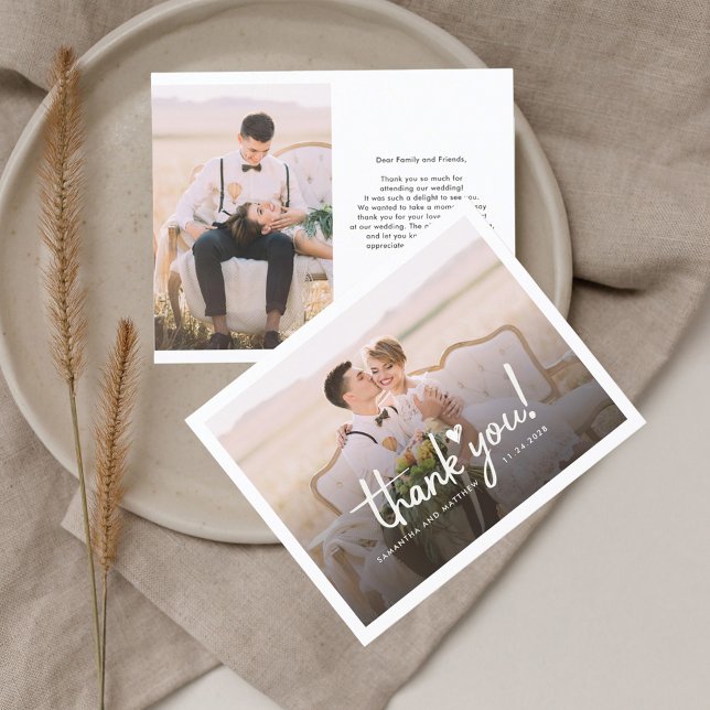 Foto de casamento com Cartões de agradecimentos de (Wedding Day Photos Thank You Cards)