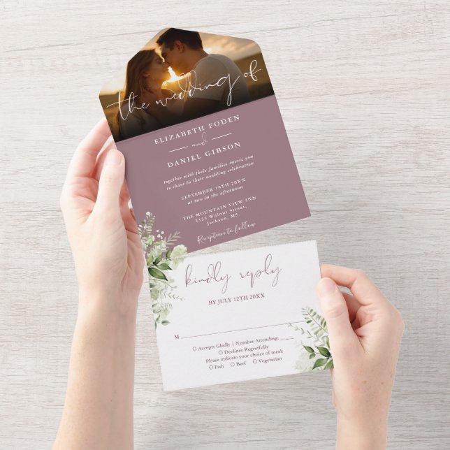 Foto de casamento com verde floral lilás (Aba destacável)