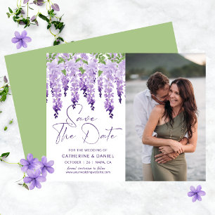 Foto de casamento com Wisteria Lilás em aquarela