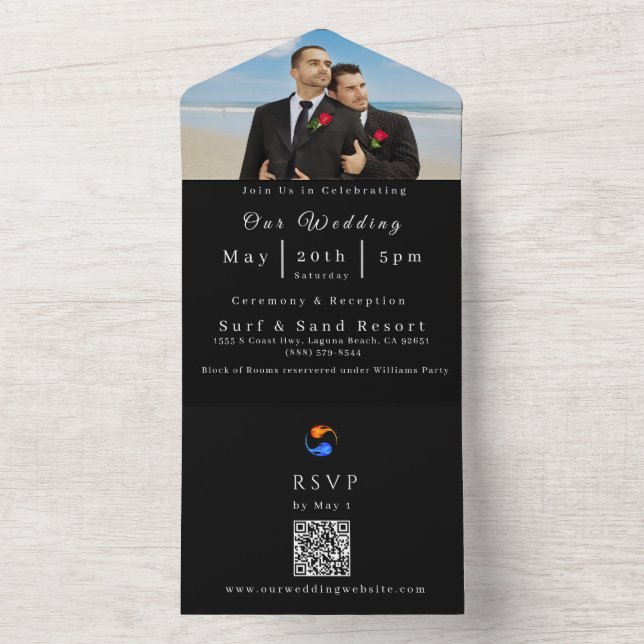 Foto de casamento Convite-Twin Chamas-LGBTQ- (Interno)