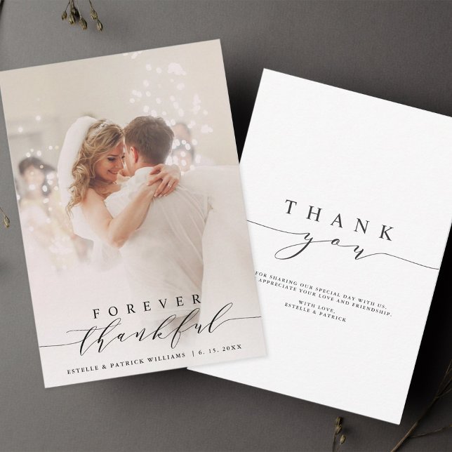 Foto de casamento de agradecimento ao Black Script (Front & Back)