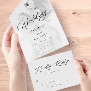 Foto de Casamento de Código QR Simples Chic Elegan