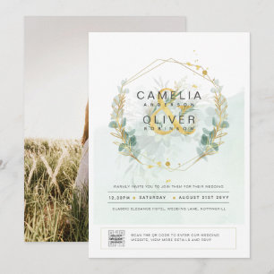 Foto de Casamento de Convite em Verde Moderno CÓDI