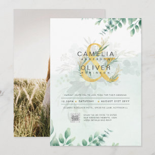Foto de Casamento de Convite em Verde Moderno CÓDI