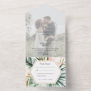 Foto de Casamento de Folhas Tropicais com Detalhes