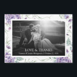 Foto de Casamento de Frame Floral Roxo e Obrigados<br><div class="desc">Compartilhe com os seus entes queridos uma marca do seu dia especial, com este elegante ídranga floral de foto de casamento de amor e obrigados que você pode personalizar com sua foto, nomes e data de casamento. Se tiver alguma dúvida, por favor, sinta-se à vontade para nos contactar através do...</div>