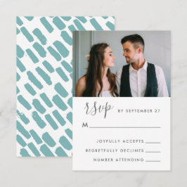 Foto de Casamento de Script Moderno Rsvp em Azul