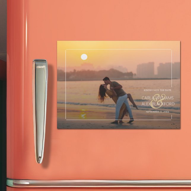 Foto de casamento elegante Salvar o cartão magnéti (Criador carregado)