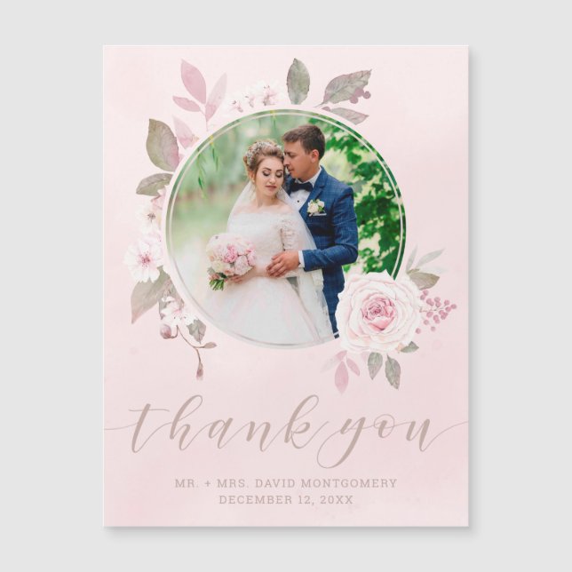 Foto De Casamento Floral De Rosa Rosa Chic Obrigad (Frente)
