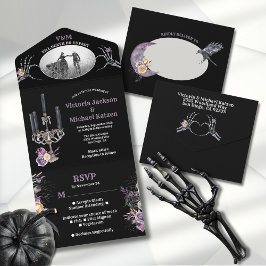 Foto De Casamento Floral Preto Gótico, Tudo Em Um