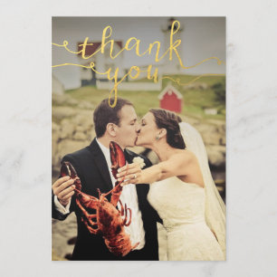 Foto De Casamento Gold Foil Obrigado Cartões