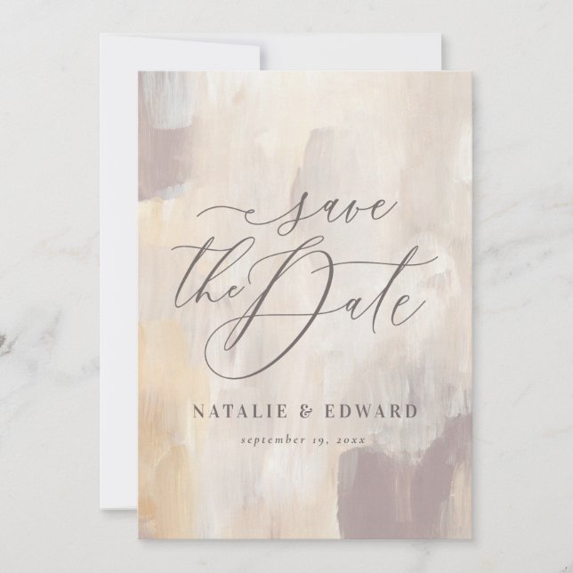 Foto de casamento pintada por abstrato beige Blush (Frente)