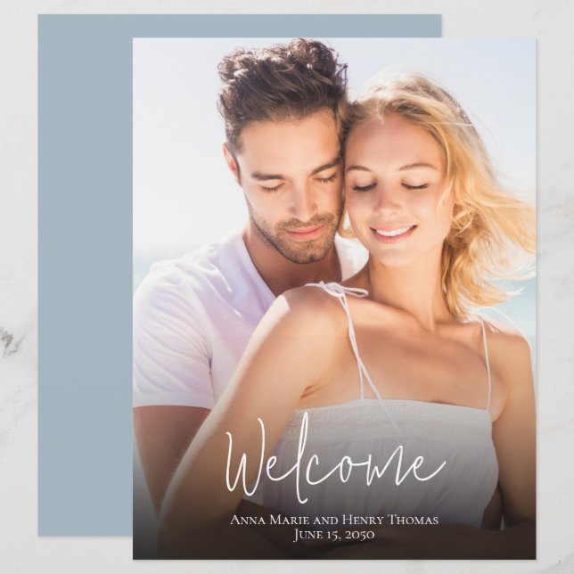 Foto de Casamento Simples Moderno Dusty Caligrafia (Frente/Verso)