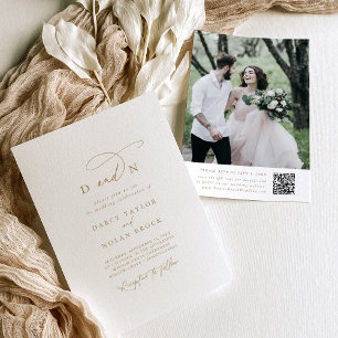 Foto de Charm Elegante Dourada Convites para Casam