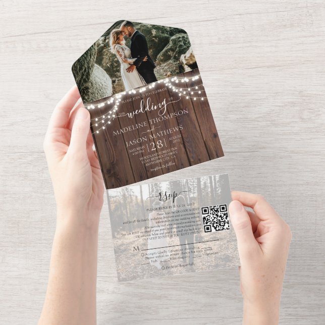 Foto de Código QR Foto de Luzes de Madeira Rustic  (Tearaway)