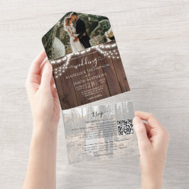 Foto de Código QR Foto de Luzes de Madeira Rustic 