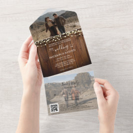Foto de Código QR Foto de Luzes de Madeira Rustic