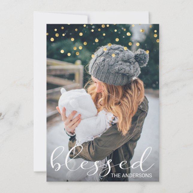 Foto de Confetti Dourada e Abençoada do Natal (Frente)